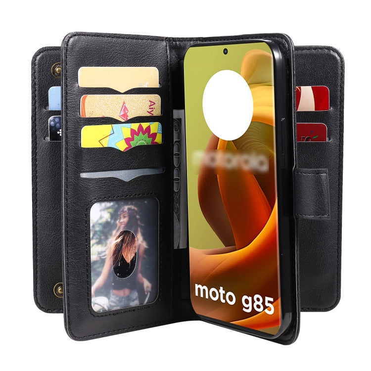 For Motorola Moto G85 Multi-Function Wallet 10 Card Slots Leather Phone Case