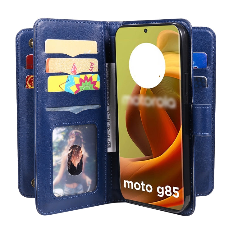 For Motorola Moto G85 Multi-Function Wallet 10 Card Slots Leather Phone Case