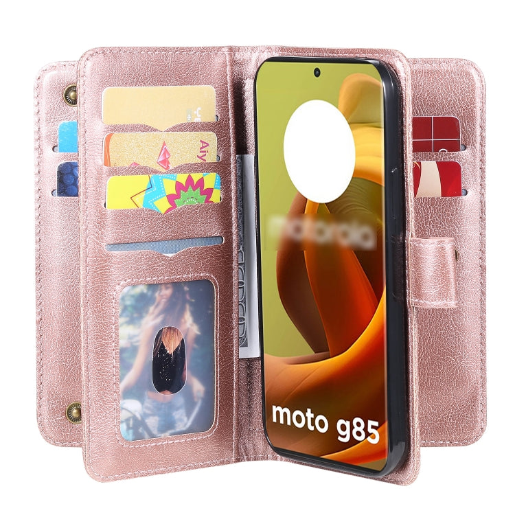 For Motorola Moto G85 Multi-Function Wallet 10 Card Slots Leather Phone Case