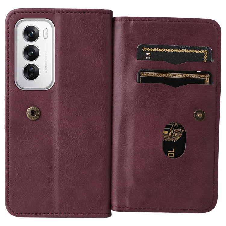 For OPPO Reno12 5G Global Multi-Function Wallet 10 Card Slots Leather Phone Case
