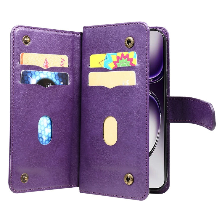 For OPPO Reno12 5G Global Multi-Function Wallet 10 Card Slots Leather Phone Case