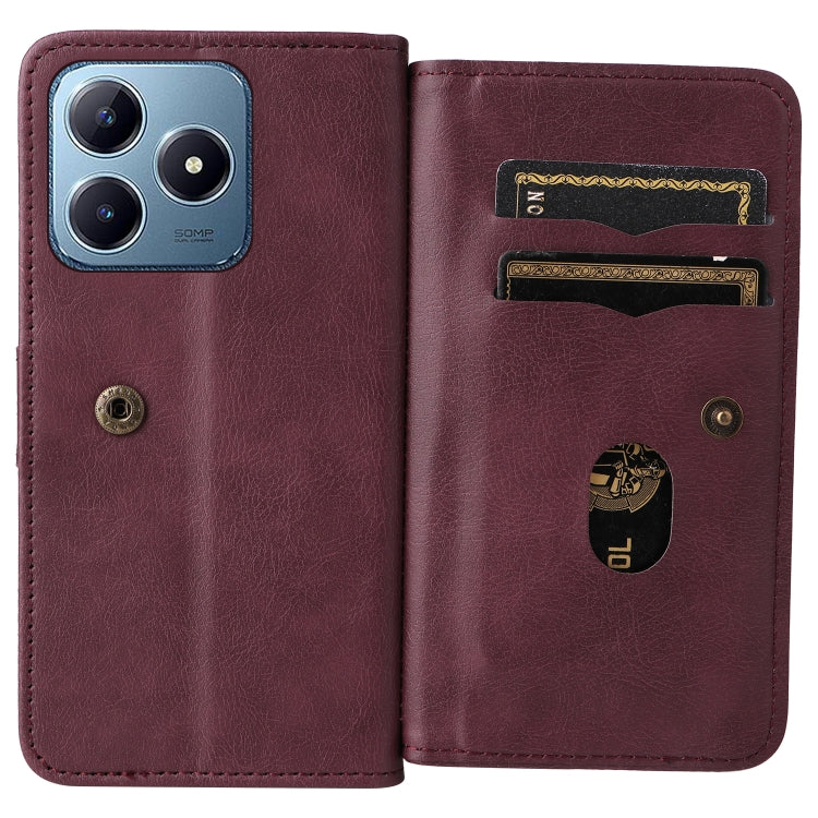 For Realme C63 / C61 / Note 60 Multi-Function Wallet 10 Card Slots Leather Phone Case