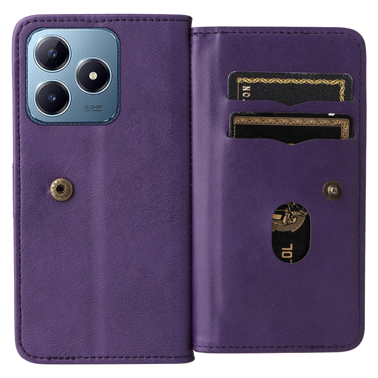 For Realme C63 / C61 / Note 60 Multi-Function Wallet 10 Card Slots Leather Phone Case