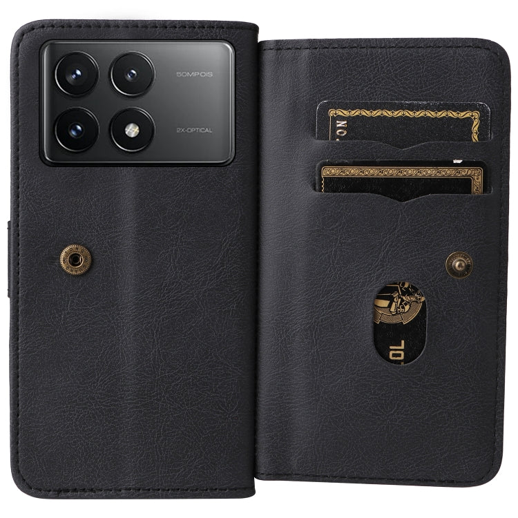 For Xiaomi Poco F6 Pro Multi-Function Wallet 10 Card Slots Leather Phone Case