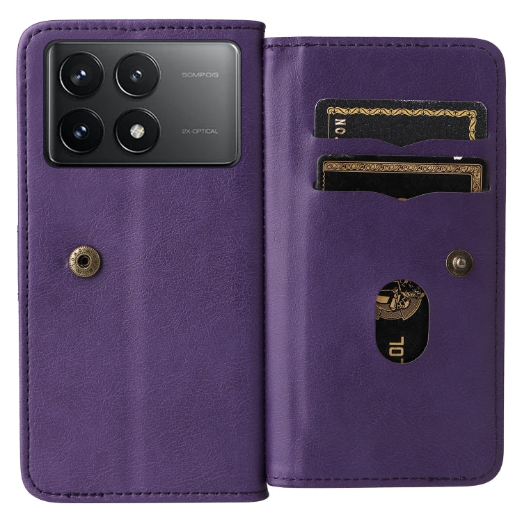 For Xiaomi Poco F6 Pro Multi-Function Wallet 10 Card Slots Leather Phone Case