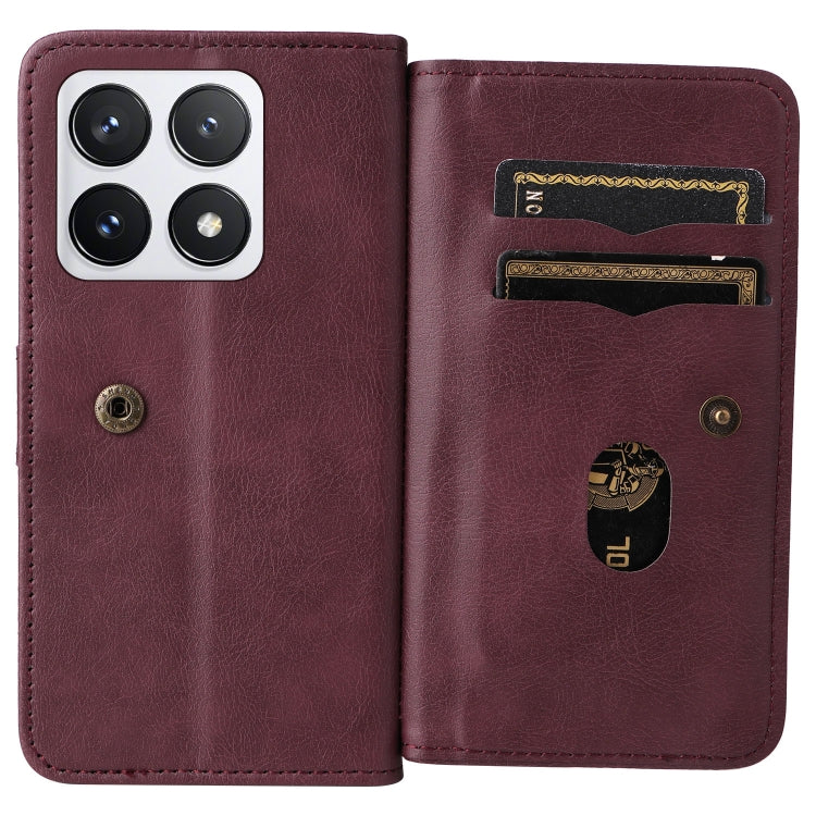 For Xiaomi 14T Pro Multi-Function Wallet 10 Card Slots Leather Phone Case