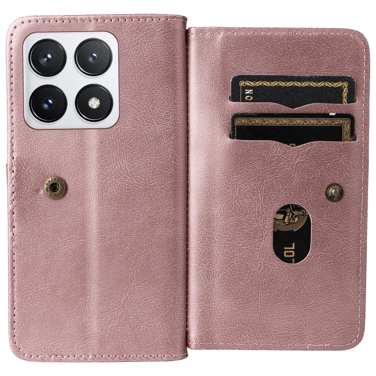 For Xiaomi 14T Pro Multi-Function Wallet 10 Card Slots Leather Phone Case