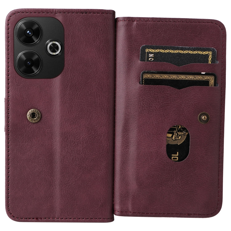 For Redmi 13 4G Global Multi-Function Wallet 10 Card Slots Leather Phone Case