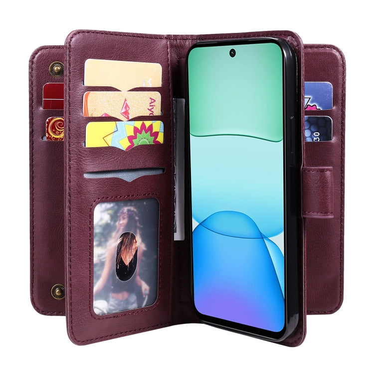 For Redmi 13 4G Global Multi-Function Wallet 10 Card Slots Leather Phone Case