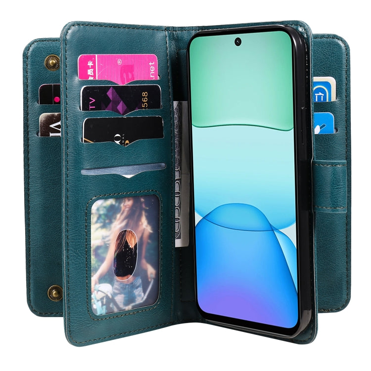 For Redmi 13 4G Global Multi-Function Wallet 10 Card Slots Leather Phone Case