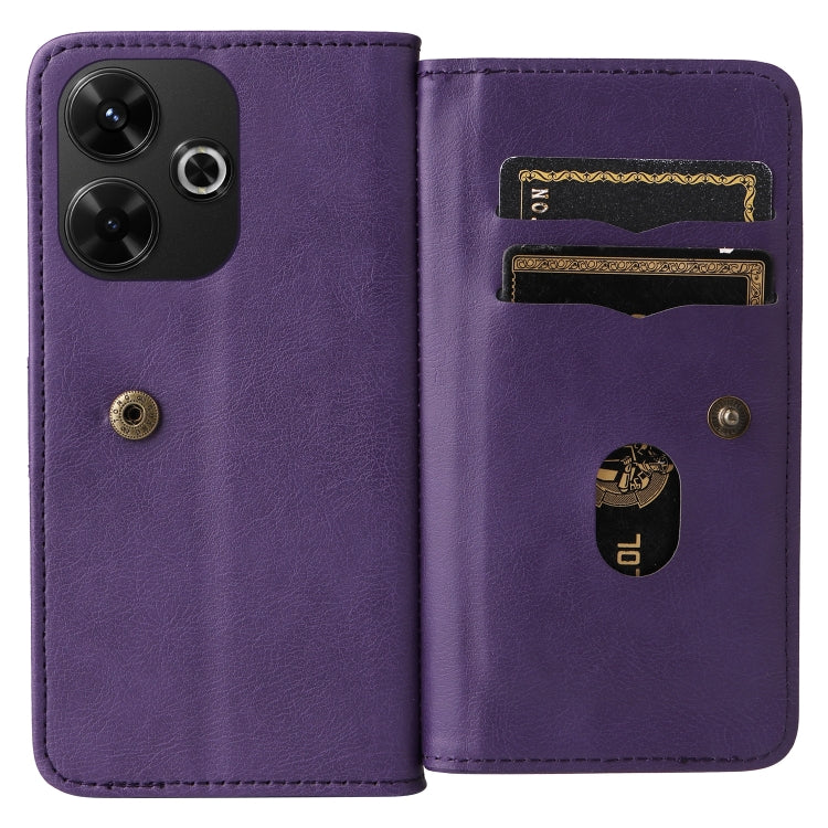 For Redmi 13 4G Global Multi-Function Wallet 10 Card Slots Leather Phone Case