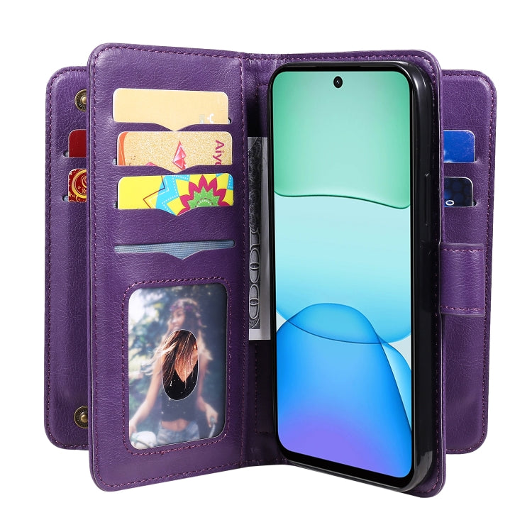 For Redmi 13 4G Global Multi-Function Wallet 10 Card Slots Leather Phone Case