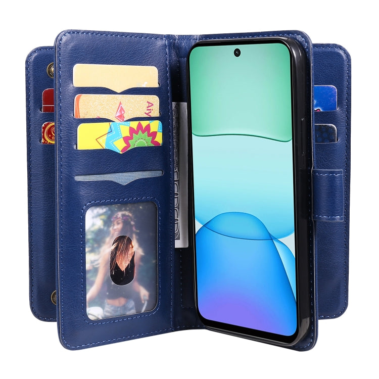 For Redmi 13 4G Global Multi-Function Wallet 10 Card Slots Leather Phone Case