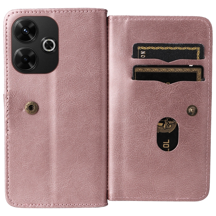 For Redmi 13 4G Global Multi-Function Wallet 10 Card Slots Leather Phone Case