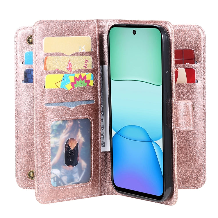 For Redmi 13 4G Global Multi-Function Wallet 10 Card Slots Leather Phone Case