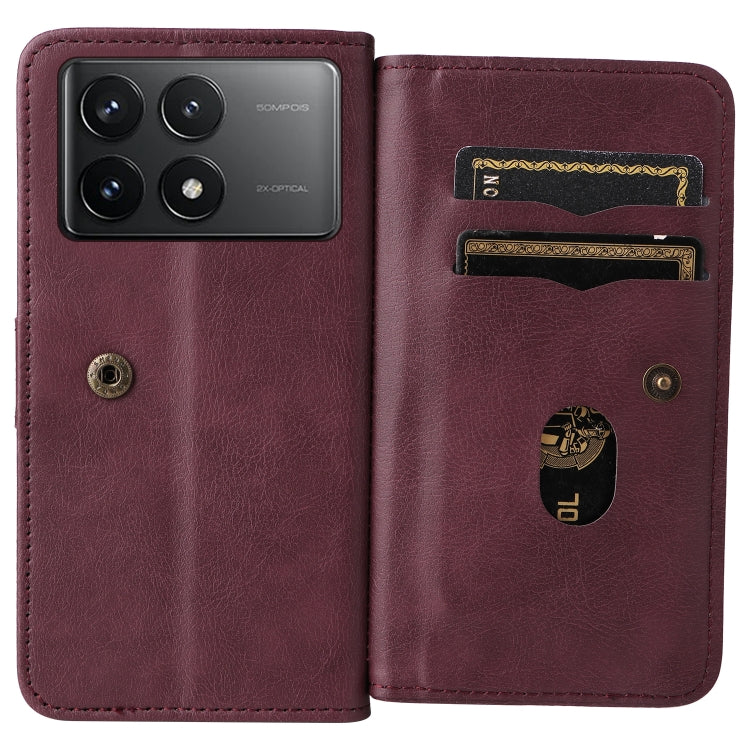 For Redmi K70 Multi-Function Wallet 10 Card Slots Leather Phone Case