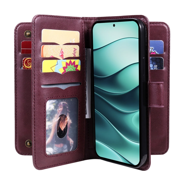 For Redmi Note 14 5G Multi-Function Wallet 10 Card Slots Leather Phone Case