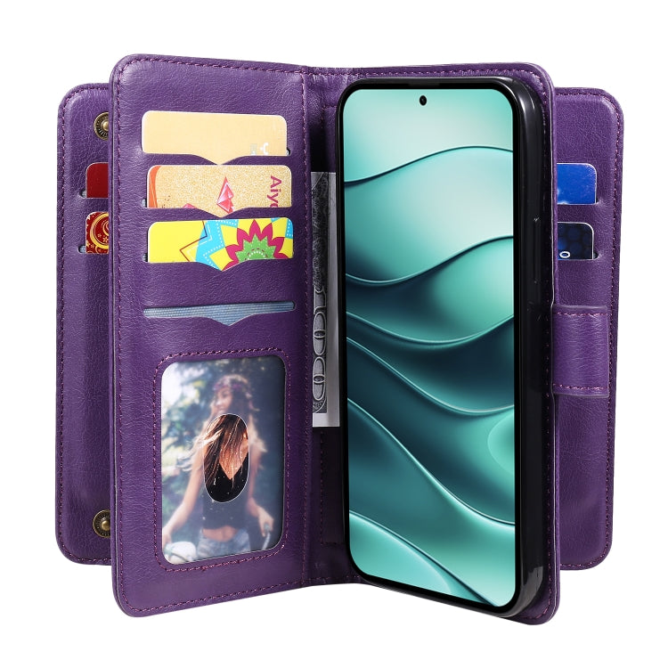 For Redmi Note 14 5G Multi-Function Wallet 10 Card Slots Leather Phone Case