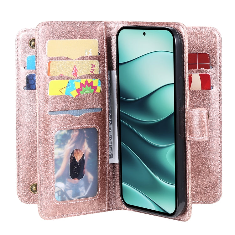 For Redmi Note 14 5G Multi-Function Wallet 10 Card Slots Leather Phone Case