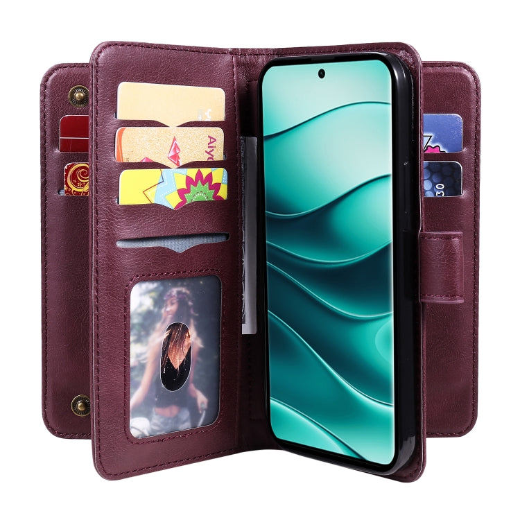 For Redmi Note 14 Pro / 14 Pro+ 5G Multi-Function Wallet 10 Card Slots Leather Phone Case