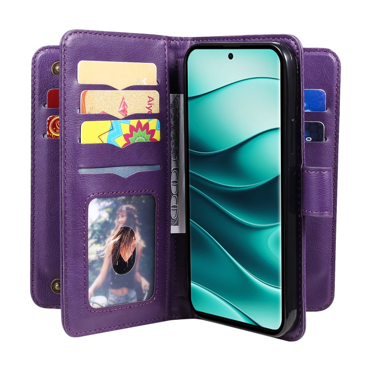 For Redmi Note 14 Pro / 14 Pro+ 5G Multi-Function Wallet 10 Card Slots Leather Phone Case