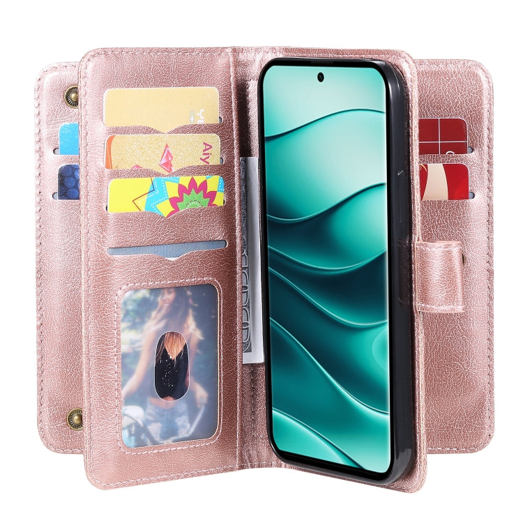 For Redmi Note 14 Pro / 14 Pro+ 5G Multi-Function Wallet 10 Card Slots Leather Phone Case
