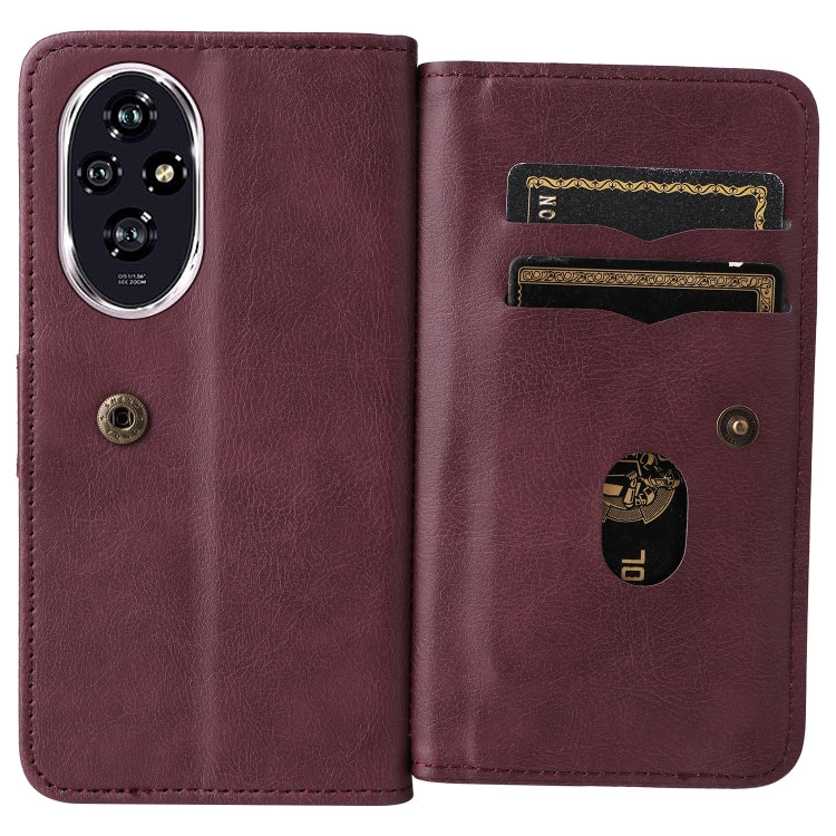 For Honor 200 Multi-Function Wallet 10 Card Slots Leather Phone Case