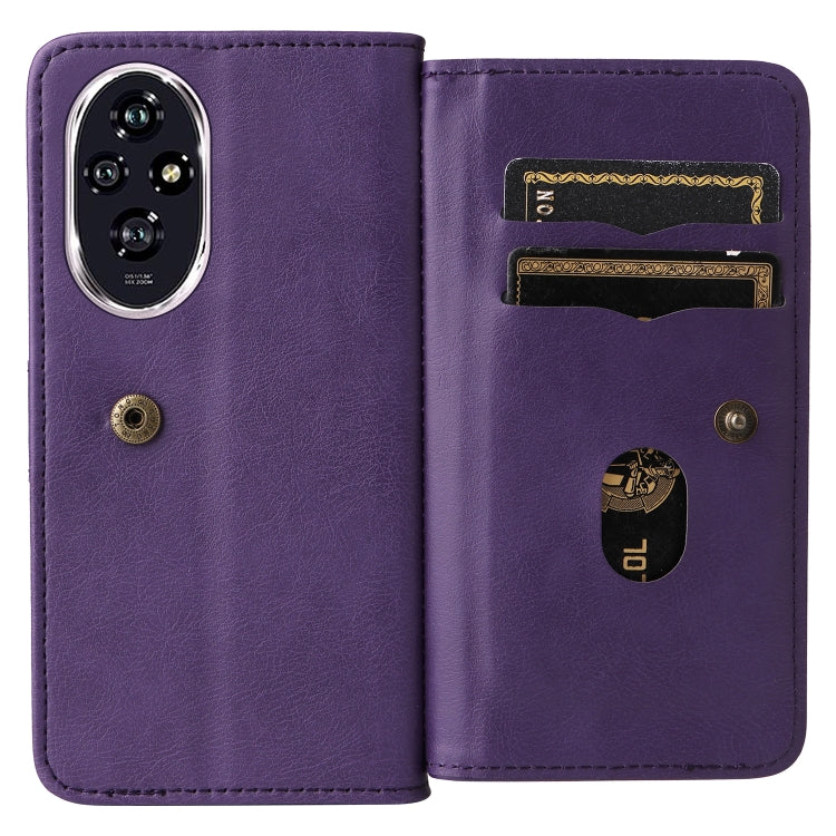 For Honor 200 Multi-Function Wallet 10 Card Slots Leather Phone Case