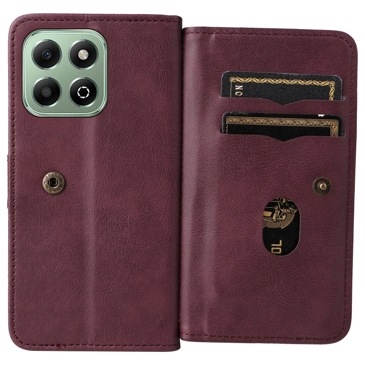 For Honor X6b Multi-Function Wallet 10 Card Slots Leather Phone Case