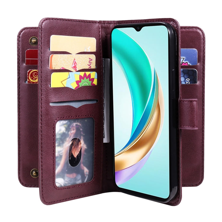 For Honor X6b Multi-Function Wallet 10 Card Slots Leather Phone Case