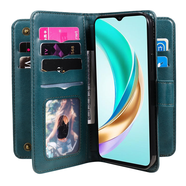 For Honor X6b Multi-Function Wallet 10 Card Slots Leather Phone Case