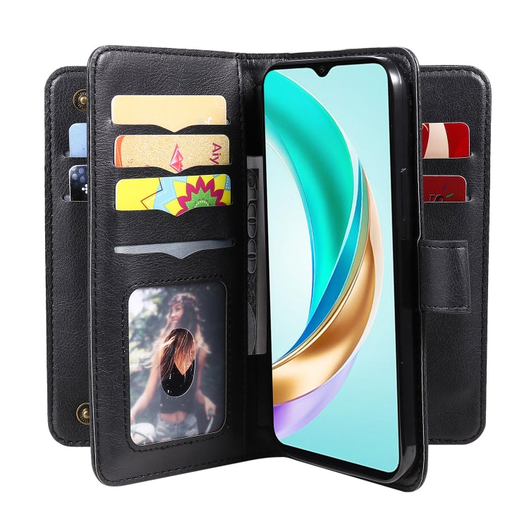 For Honor X6b Multi-Function Wallet 10 Card Slots Leather Phone Case