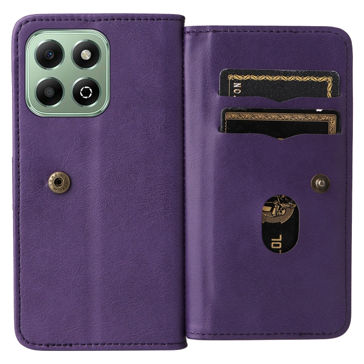 For Honor X6b Multi-Function Wallet 10 Card Slots Leather Phone Case