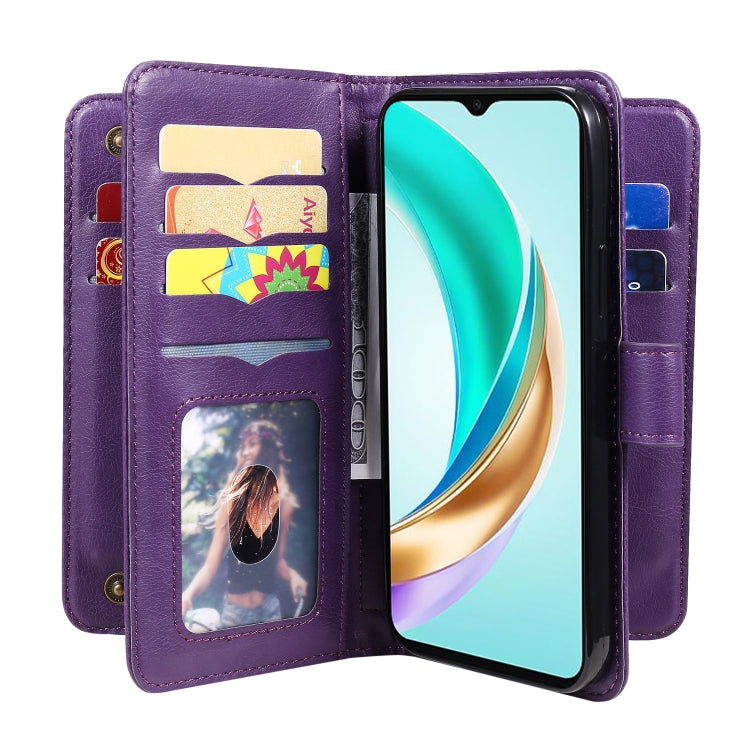 For Honor X6b Multi-Function Wallet 10 Card Slots Leather Phone Case