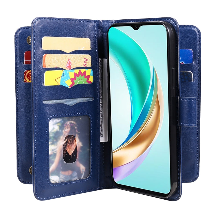 For Honor X6b Multi-Function Wallet 10 Card Slots Leather Phone Case