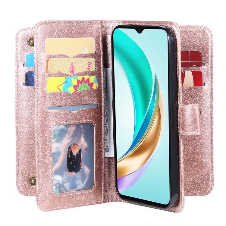 For Honor X6b Multi-Function Wallet 10 Card Slots Leather Phone Case