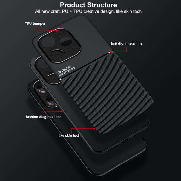 For Redmi 13 4G Classic Tilt Strip Grain Magnetic Shockproof PC + TPU Phone Case