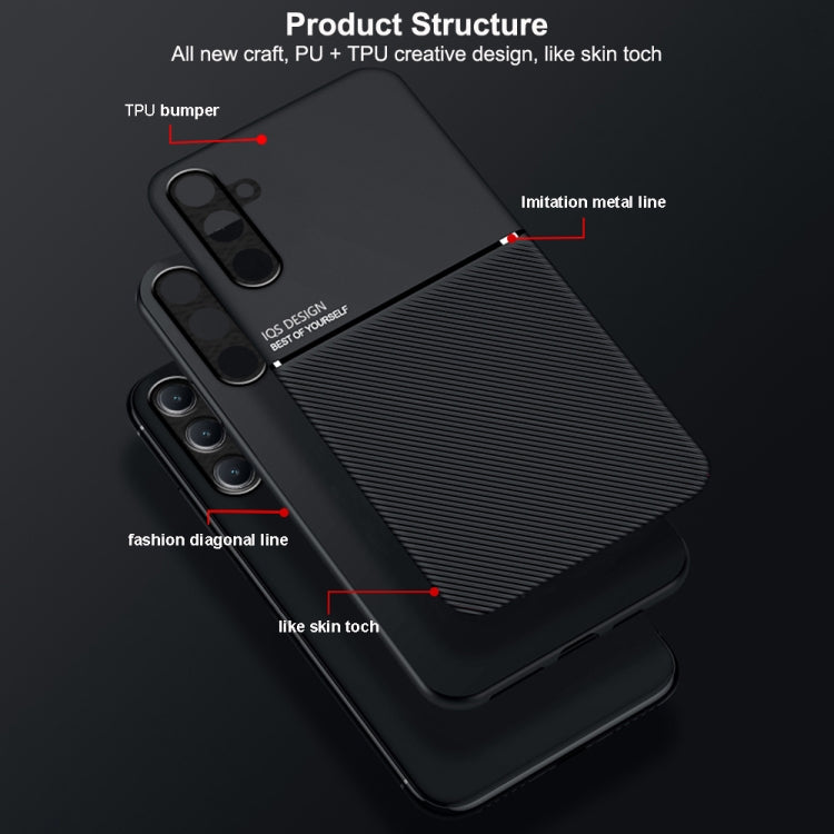 For Samsung Galaxy M55 Classic Tilt Strip Grain Magnetic Shockproof PC + TPU Phone Case