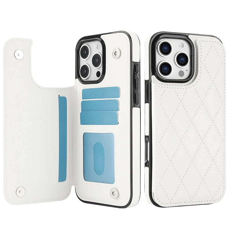 For iPhone 16 Pro Double Buckle Rhombic PU Leather Phone Case