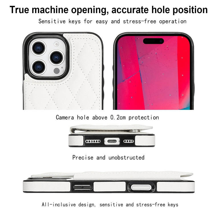 For iPhone 16 Pro Double Buckle Rhombic PU Leather Phone Case