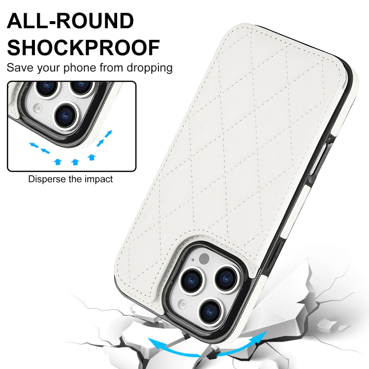For iPhone 16 Pro Double Buckle Rhombic PU Leather Phone Case