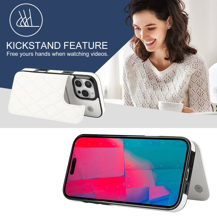 For iPhone 16 Pro Double Buckle Rhombic PU Leather Phone Case