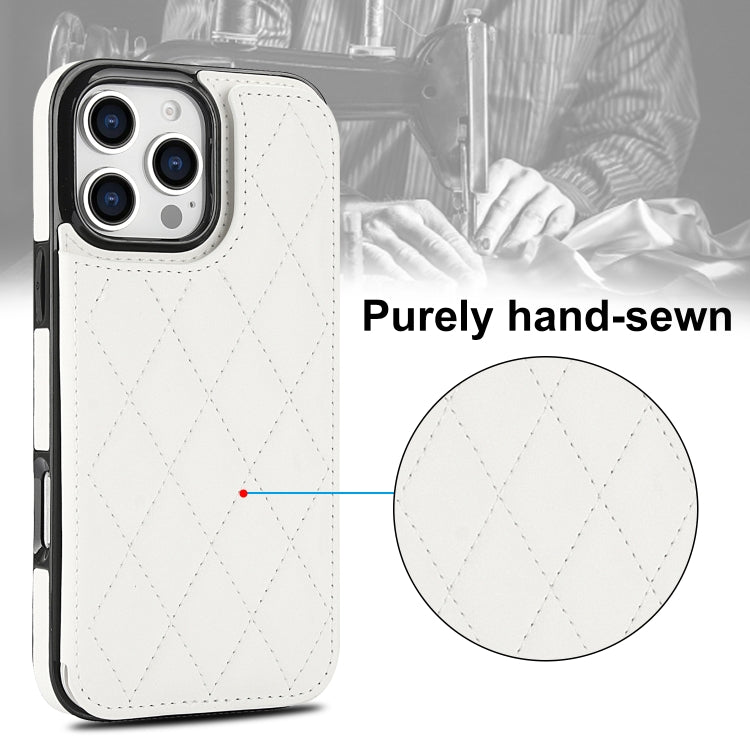 For iPhone 16 Pro Double Buckle Rhombic PU Leather Phone Case