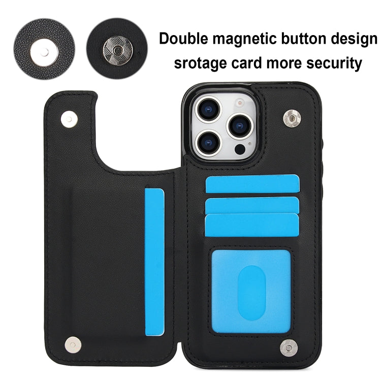 For iPhone 16 Pro Double Buckle Rhombic PU Leather Phone Case
