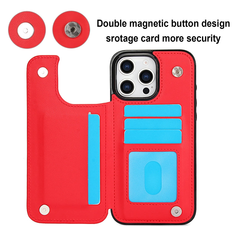 For iPhone 16 Pro Double Buckle Rhombic PU Leather Phone Case