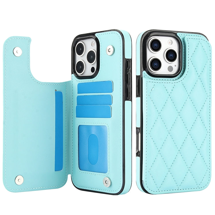 For iPhone 16 Pro Double Buckle Rhombic PU Leather Phone Case
