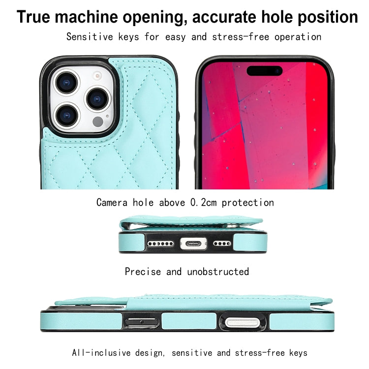 For iPhone 16 Pro Double Buckle Rhombic PU Leather Phone Case