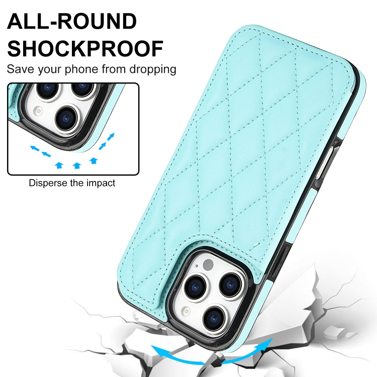 For iPhone 16 Pro Double Buckle Rhombic PU Leather Phone Case