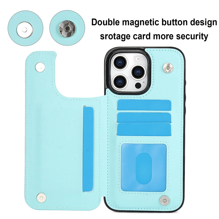 For iPhone 16 Pro Double Buckle Rhombic PU Leather Phone Case