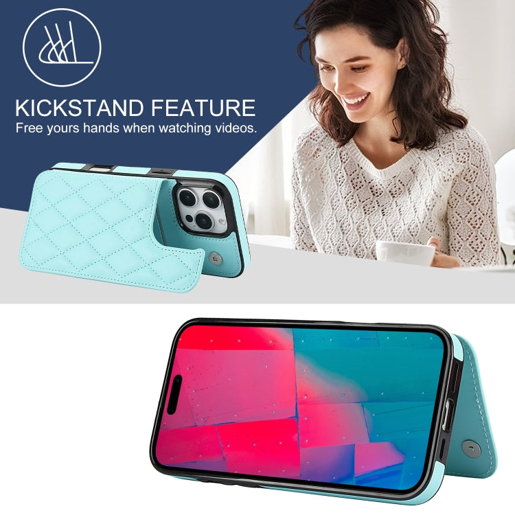 For iPhone 16 Pro Double Buckle Rhombic PU Leather Phone Case
